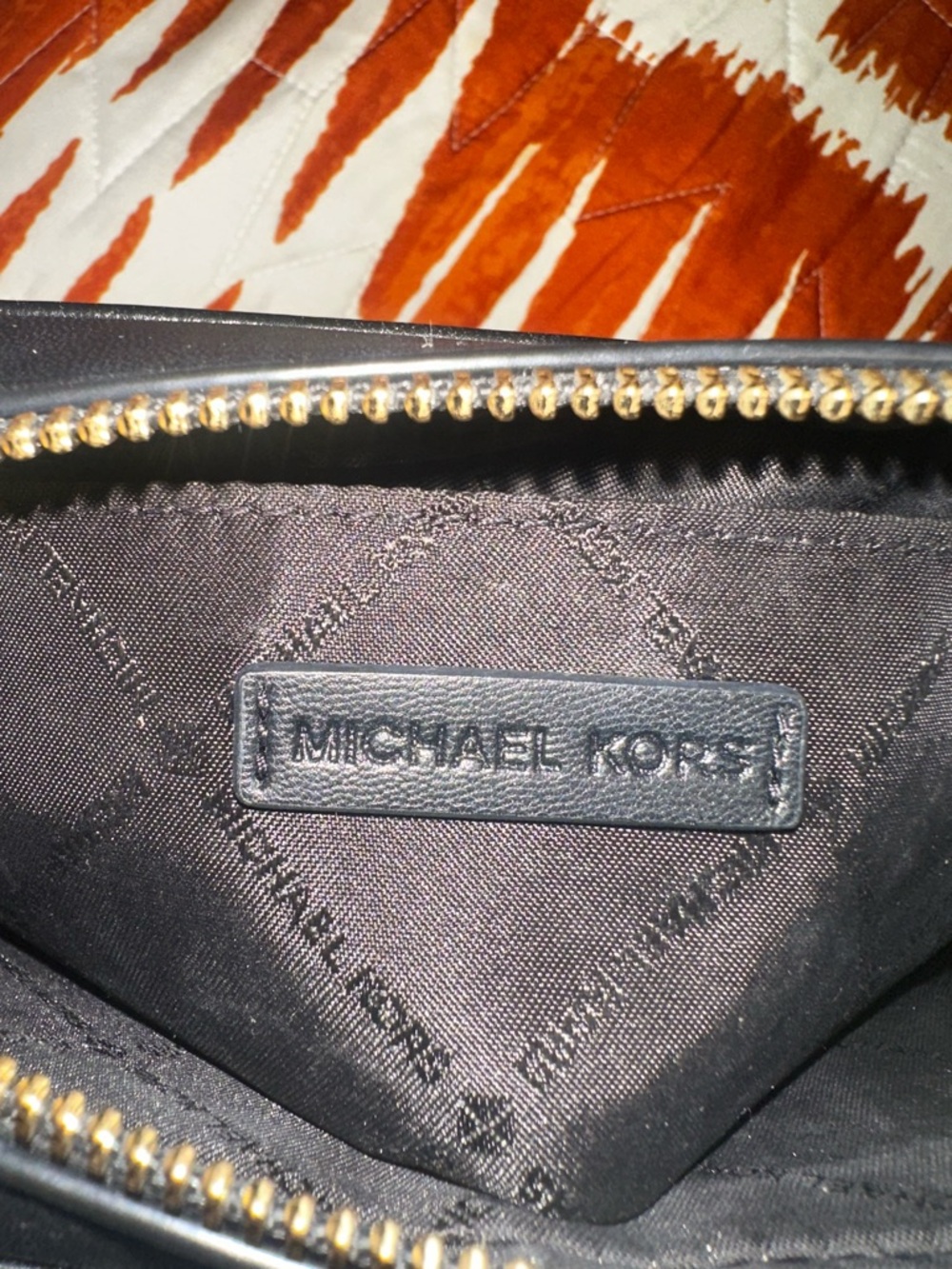 Michael Kors Black Quilted MK Logo Crossbody with Gold Hardware - Picture 7 of 8